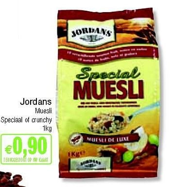 Promotions Muesli speciaal of crunchy - Jordans - Valide de 03/09/2012 à 30/09/2012 chez Intermarche