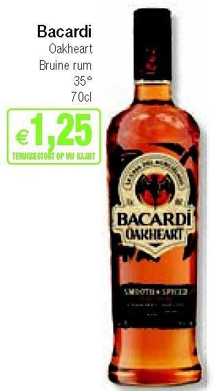 Promoties Oakheart bruine rum - Bacardi - Geldig van 03/09/2012 tot 30/09/2012 bij Intermarche