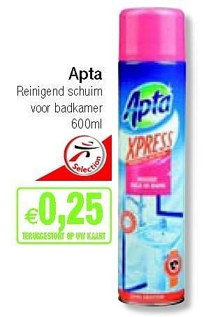 Promotions Reinigend schuim voor badkamer - Apta - Valide de 03/09/2012 à 30/09/2012 chez Intermarche