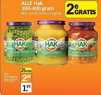 Promoties Doperwtjes - Hak - Geldig van 03/09/2012 tot 09/09/2012 bij Albert Heijn