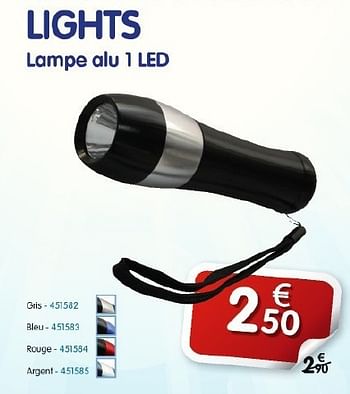 Promotions Lampe alu 1 led - Produit maison - Auto 5  - Valide de 10/09/2012 à 09/10/2012 chez Auto 5
