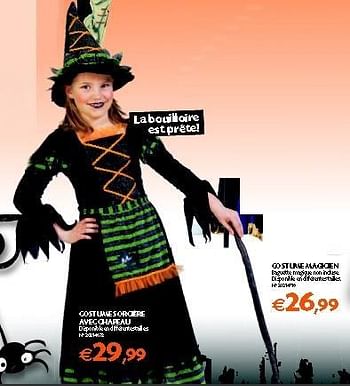 Promotions Costume sorcière avec chapeau - Produit maison - Fun - Valide de 18/09/2012 à 15/10/2012 chez Fun