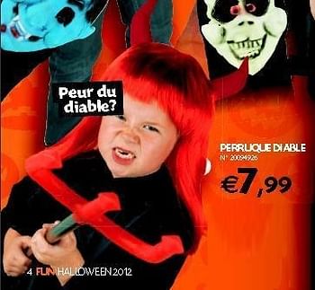 Promotions Perruque diable - Produit maison - Fun - Valide de 18/09/2012 à 15/10/2012 chez Fun