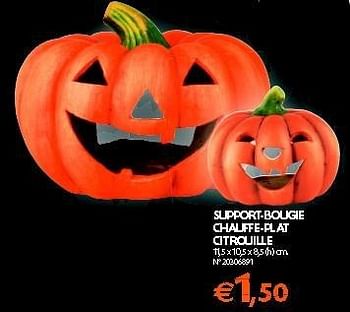 Promotions Support-bougie chauffe-plat citrouille - Produit maison - Fun - Valide de 18/09/2012 à 15/10/2012 chez Fun