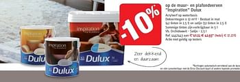 Promoties Muur- en plafondverven inspiration dulux - Dulux - Geldig van 26/09/2012 tot 22/10/2012 bij Brico