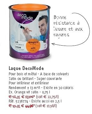 Promoties Laque decomode - DecoMode - Geldig van 26/09/2012 tot 22/10/2012 bij Brico