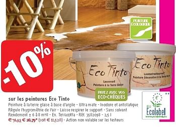 Promoties Sur les peintures eco tinto - Eco Tinto - Geldig van 26/09/2012 tot 22/10/2012 bij Brico