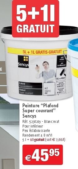 Promoties Peinture plafond super couvrant sencys - Sencys - Geldig van 26/09/2012 tot 22/10/2012 bij Brico