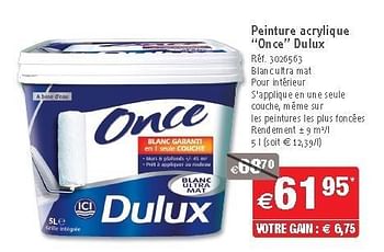 Promotions Peinture acrylique once dulux - Dulux - Valide de 26/09/2012 à 22/10/2012 chez Brico