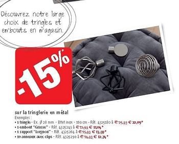 Promotions Sur la tringlerie en métal - Produit maison - Brico - Valide de 26/09/2012 à 22/10/2012 chez Brico