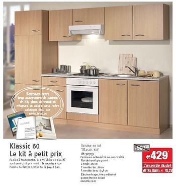 Promotions Cuisine en kit klassic 60 - Produit maison - Brico - Valide de 26/09/2012 à 22/10/2012 chez Brico