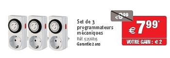 Promotions Set de 3 programmateurs mécaniques - Produit maison - Brico - Valide de 26/09/2012 à 22/10/2012 chez Brico