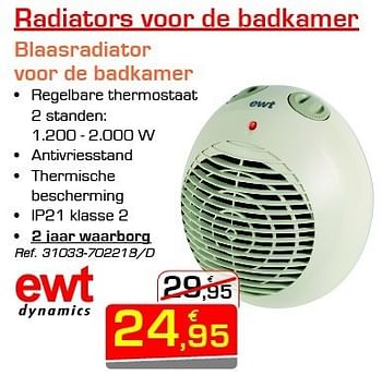 Promoties Blaasradiator voor de badkamer - Ewt - Geldig van 01/10/2012 tot 27/10/2012 bij Group Meno