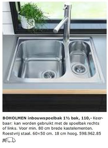 knijpen Verfrissend reguleren Huismerk - Ikea Boholmen inbouwspoelbak - Promotie bij Ikea