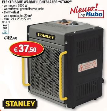 Promoties Elektrische warmeluchtblazer st602 - Stanley - Geldig van 03/10/2012 tot 14/10/2012 bij Hubo