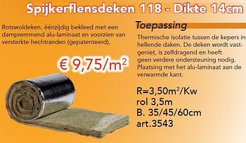 Promoties Spijkerflensdeken 118 - dikte 14cm - Rockwool - Geldig van 03/10/2012 tot 28/10/2012 bij Woodtex