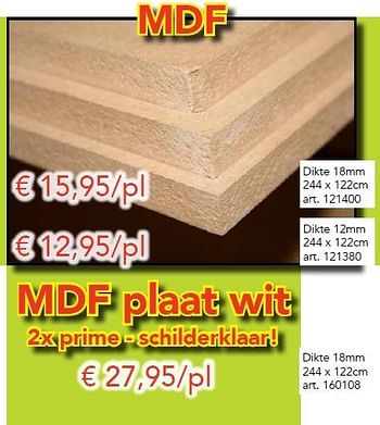 Promoties Mdf - Huismerk - Woodtex - Geldig van 03/10/2012 tot 28/10/2012 bij Woodtex
