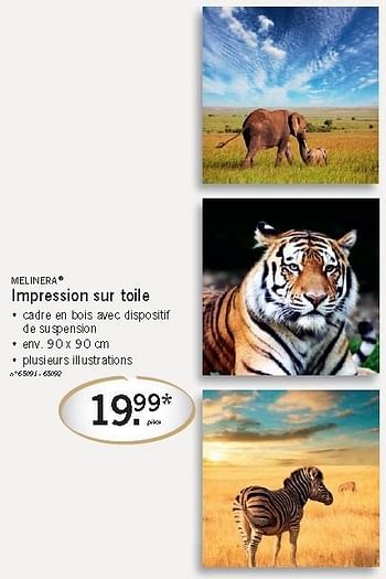 Promotions Impression sur toile - Melinera - Valide de 04/10/2012 à 06/10/2012 chez Lidl