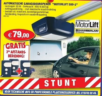 Promoties Automatische garagedeuropener motorlift 500-2 - MotorLift - Geldig van 10/10/2012 tot 21/10/2012 bij Hubo