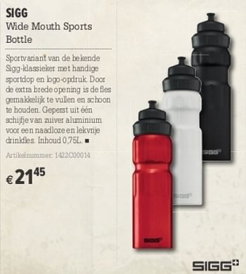 Promoties Sigg wide mouth sports bottle - Sigg - Geldig van 10/10/2012 tot 28/10/2012 bij A.S.Adventure