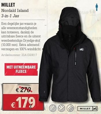 Promoties Millet nordald island 3-in-1 jas - MILLET - Geldig van 10/10/2012 tot 28/10/2012 bij A.S.Adventure