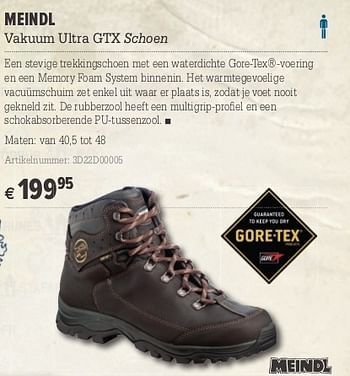 Promoties Meindl vakuum ultra gtx schoen - MEINDL - Geldig van 10/10/2012 tot 28/10/2012 bij A.S.Adventure