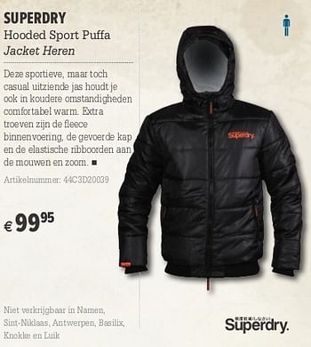 Promoties Superdry hooded sport puffa jacket heren - Superdry - Geldig van 10/10/2012 tot 28/10/2012 bij A.S.Adventure