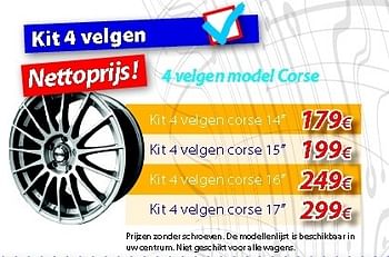 Promoties 4 velgen model corse - Huismerk - Auto 5  - Geldig van 10/10/2012 tot 07/11/2012 bij Auto 5