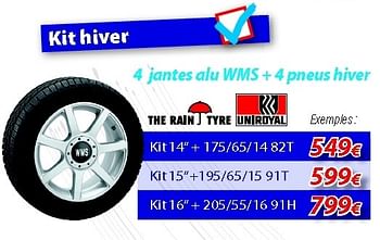 Promotions Kit hiver 4 jantes alu wms + 4 pneus hiver - Uniroyal - Valide de 10/10/2012 à 07/11/2012 chez Auto 5