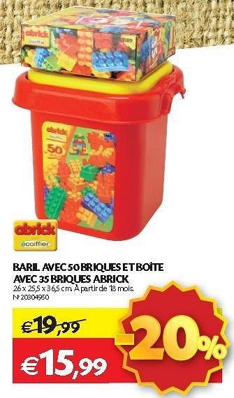 Promotions Baril avec 50 briques et boîte avec 35 briques abrick - Abrick - Valide de 11/10/2012 à 22/10/2012 chez Fun
