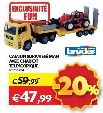 Promotions Camion surbaissé man avec chariot télescopique - Bruder - Valide de 11/10/2012 à 22/10/2012 chez Fun