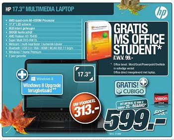 Promotions Hp 17.3 multimedia laptop - HP - Valide de 23/10/2012 à 30/11/2012 chez Auva