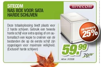 Promoties Nas box voor sata harde schijven - Sitecom - Geldig van 23/10/2012 tot 30/11/2012 bij Auva