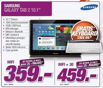 Promoties Samsung galaxy tab 2 - Samsung - Geldig van 23/10/2012 tot 30/11/2012 bij Auva
