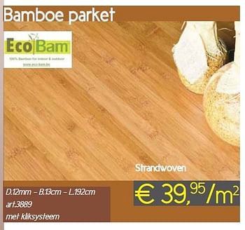 Promoties Bamboe parket - EcoBam - Geldig van 24/10/2012 tot 31/12/2012 bij Woodtex