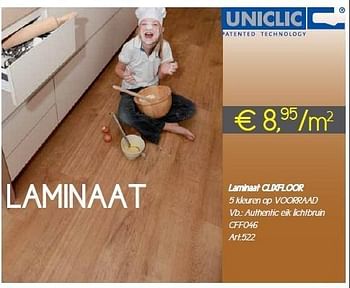 Promoties Laminaat € 8,95-m2 - Uniclic - Geldig van 24/10/2012 tot 31/12/2012 bij Woodtex