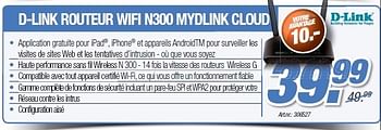 Promotions D-link routeur wifi n300 - D-Link - Valide de 24/10/2012 à 30/11/2012 chez Auva