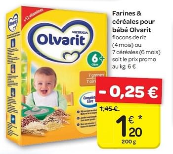 Olvarit Farines Cereales Pour Bebe Olvarit En Promotion Chez Carrefour