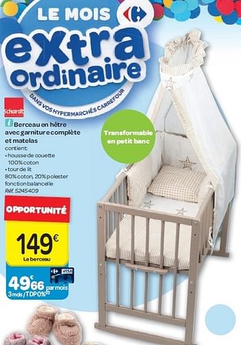 Schardt Berceau En Hetre Avec Garniture Complete Et Matelas En Promotion Chez Carrefour