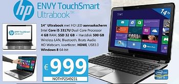 Promoties Hp envy touchsmart ultrabook - HP - Geldig van 26/10/2012 tot 30/11/2012 bij Compudeals