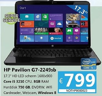 Promoties Hp pavilion g7-2249sb - HP - Geldig van 26/10/2012 tot 30/11/2012 bij Compudeals