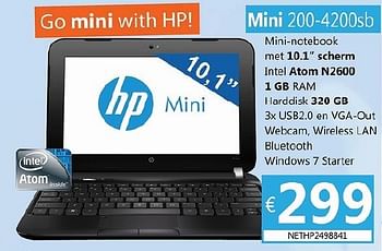 Promoties Hp mini 200-4200sb - HP - Geldig van 26/10/2012 tot 30/11/2012 bij Compudeals