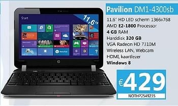 Promoties Hp pavillion dm1-4300sb - HP - Geldig van 26/10/2012 tot 30/11/2012 bij Compudeals