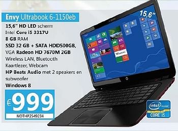 Promoties Hp envy ultrabook 6-1150eb - HP - Geldig van 26/10/2012 tot 30/11/2012 bij Compudeals