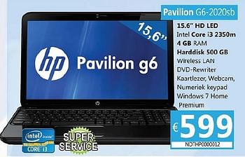 Promoties Hp pavilion g6-2020sb - HP - Geldig van 26/10/2012 tot 30/11/2012 bij Compudeals