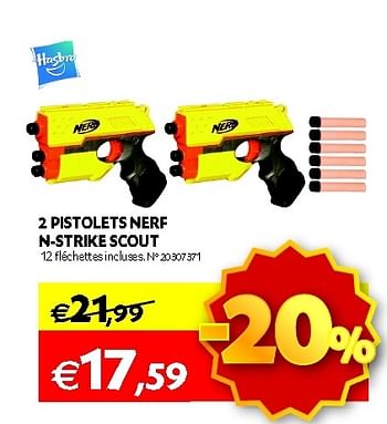 Promotions 2 pistolets nerf n-strike scout - Hasbro - Valide de 30/10/2012 à 12/11/2012 chez Fun