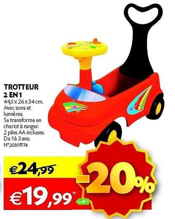 Promotions Trotteur 2 en 1 - Produit maison - Fun - Valide de 30/10/2012 à 12/11/2012 chez Fun