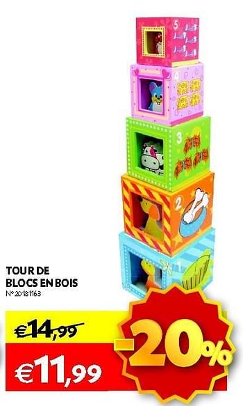 Promotions Tour de blocs en bois - Produit maison - Fun - Valide de 30/10/2012 à 12/11/2012 chez Fun
