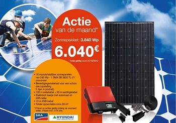 Promotions 16 monokristallijne zonnepanelen - Hyundai - Valide de 30/10/2012 à 15/02/2013 chez Energy Markt