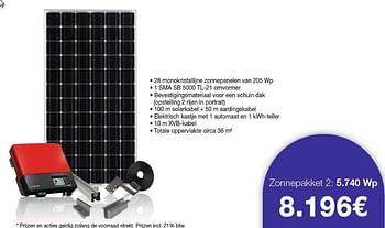 Promotions 28 monokristallijne zonnepanelen - SMA - Valide de 30/10/2012 à 15/02/2013 chez Energy Markt